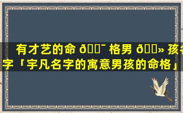 有才艺的命 🐯 格男 🌻 孩名字「宇凡名字的寓意男孩的命格」